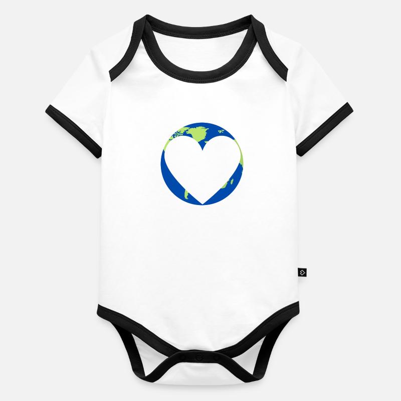 Ich liebe den Planeten Erde Baby Bio-Kurzarm-Kontrastbody