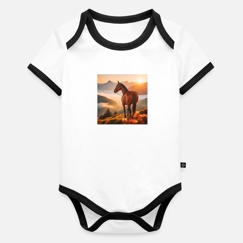 Art du cheval Body Bébé bio contrasté manches courtes