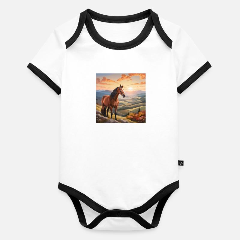 Pferdekunst Baby Bio-Kurzarm-Kontrastbody