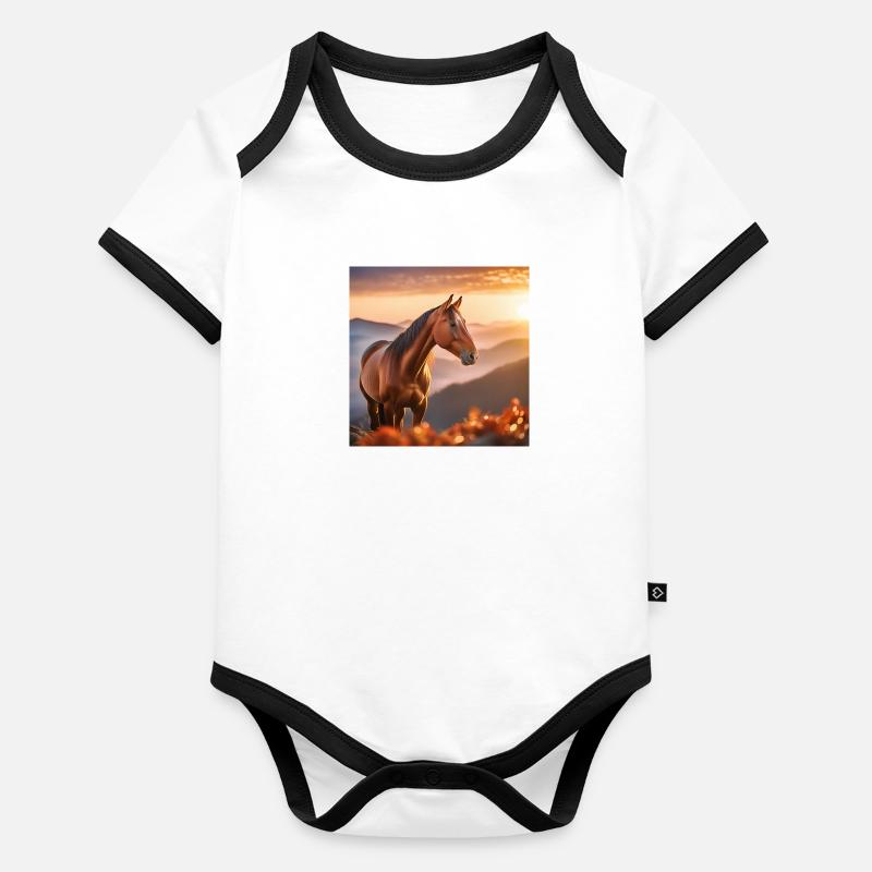Pferdekunst Baby Bio-Kurzarm-Kontrastbody