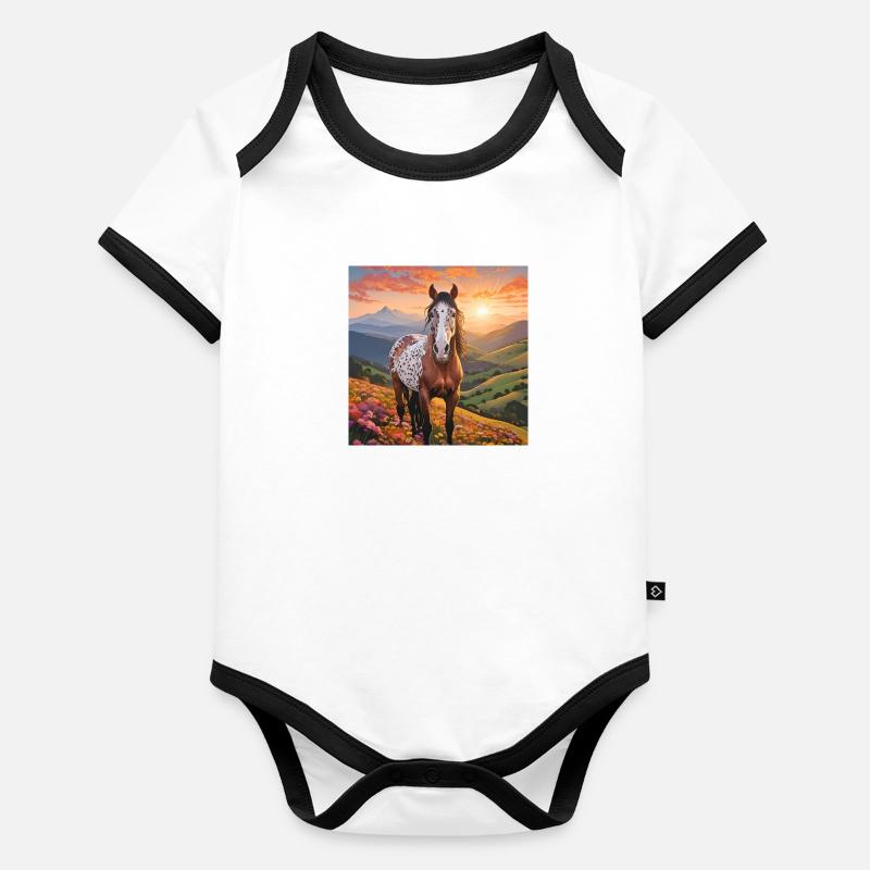 Art du cheval Body Bébé bio contrasté manches courtes