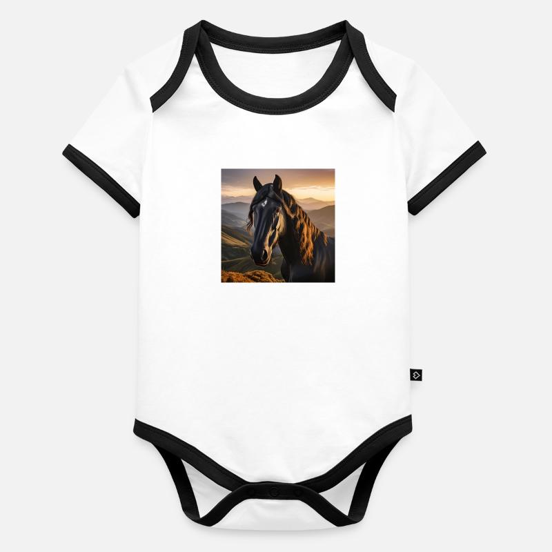 Horse Art Organic Baby Contrasting Bodysuit