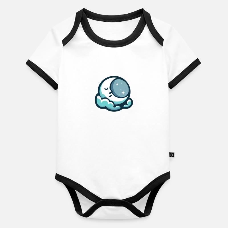 Lune endormie Body Bébé bio contrasté manches courtes