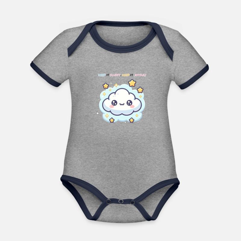 Keep it Fluffy Keep it Joyful ! - Organic Baby Contrasting Bodysuit - heather grey/navy