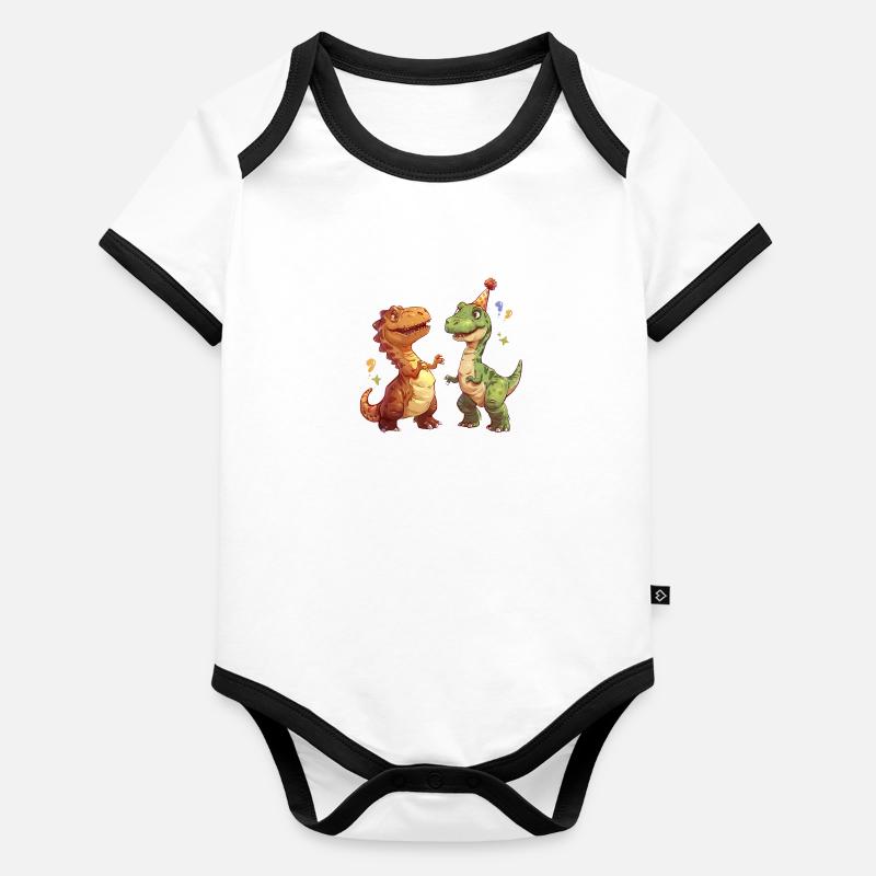 Two funny dinosaurs Organic Baby Contrasting Bodysuit