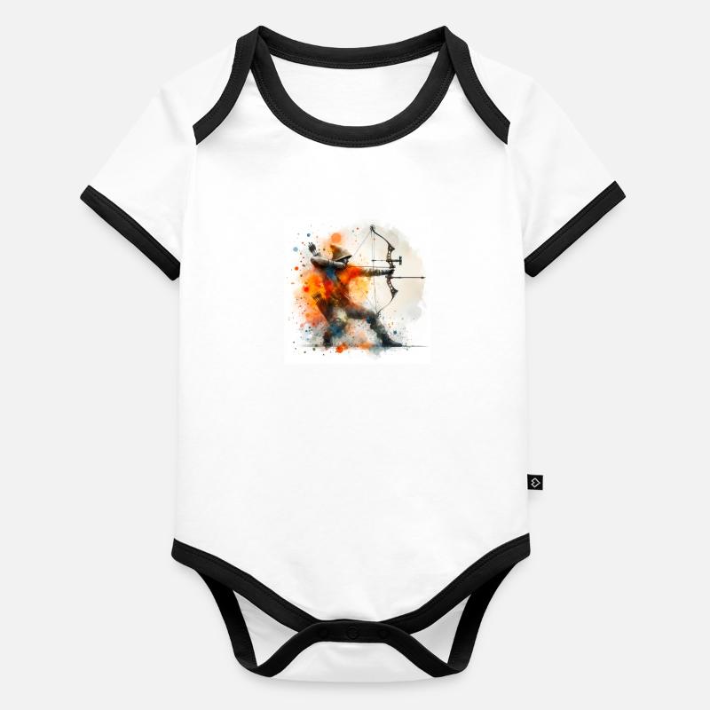 Aquarell-Bogenschütze Baby Bio-Kurzarm-Kontrastbody