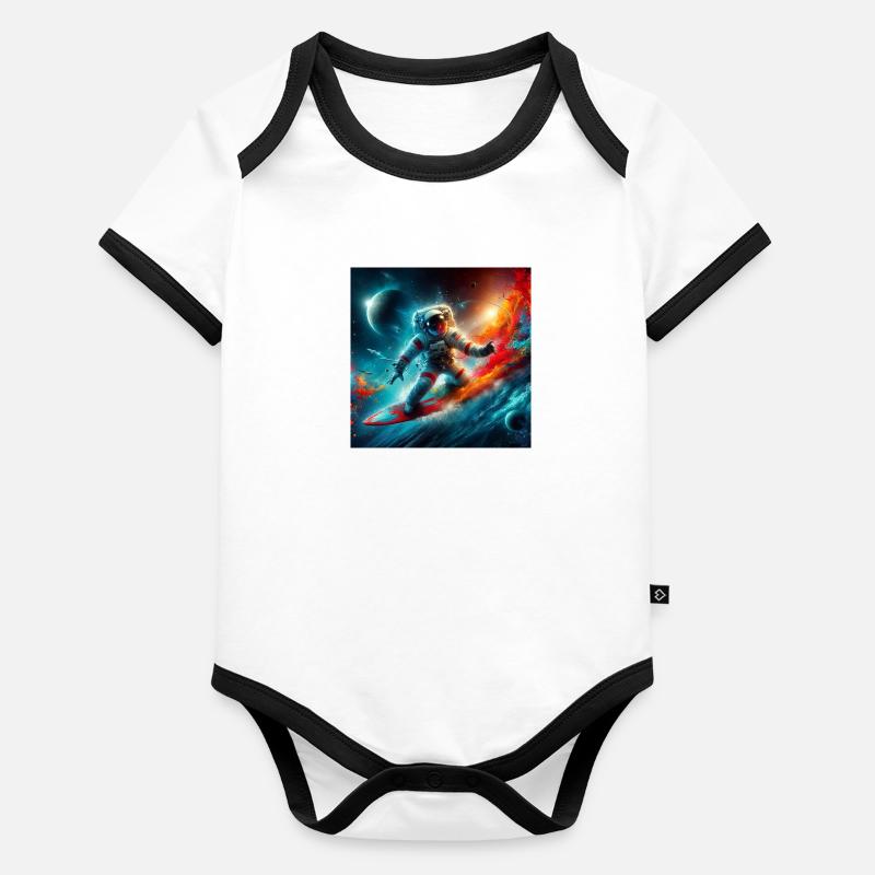Surf d’astronautes Body Bébé bio contrasté manches courtes