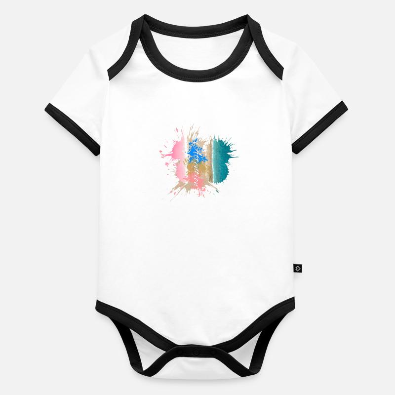 Attention - Colored Beach Paint Style Organic Baby Contrasting Bodysuit