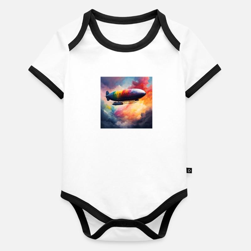 Couleur Zeppelin Body Bébé bio contrasté manches courtes