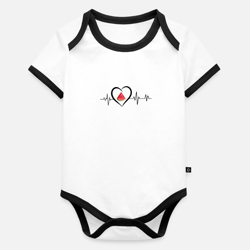 battement de cœur pastèque Body Bébé bio contrasté manches courtes