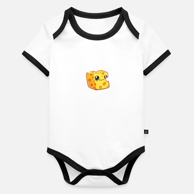 Bloc de fromage riant style dessin animé Body Bébé bio contrasté manches courtes