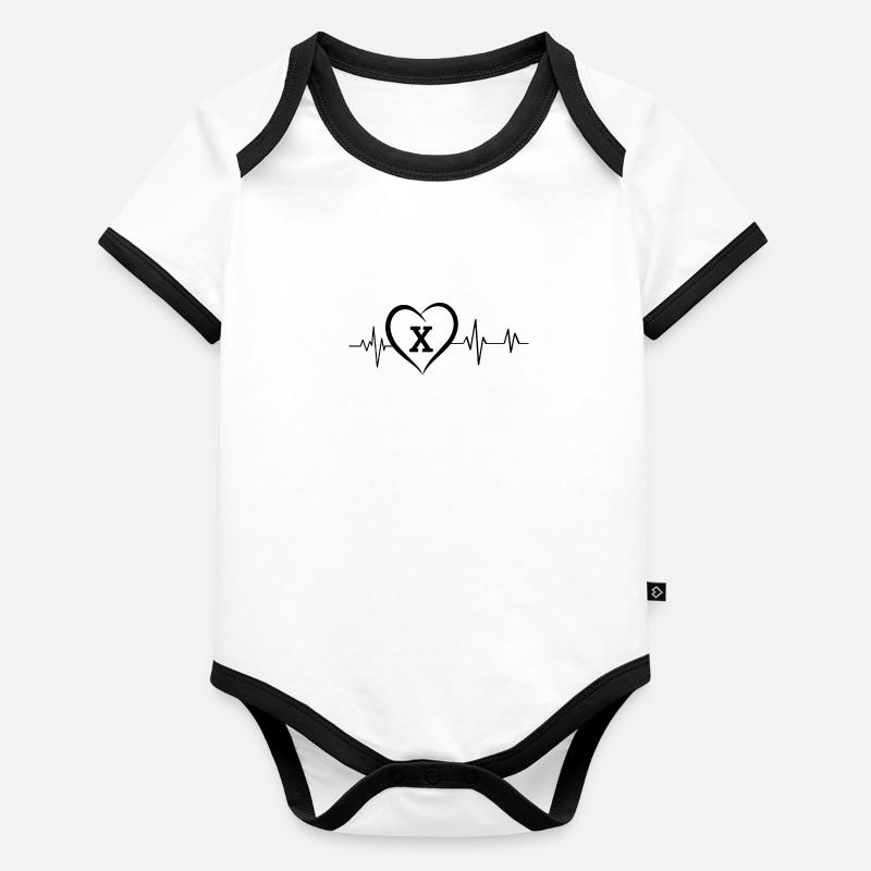 Herzschlag Buchstabe X Baby Bio-Kurzarm-Kontrastbody