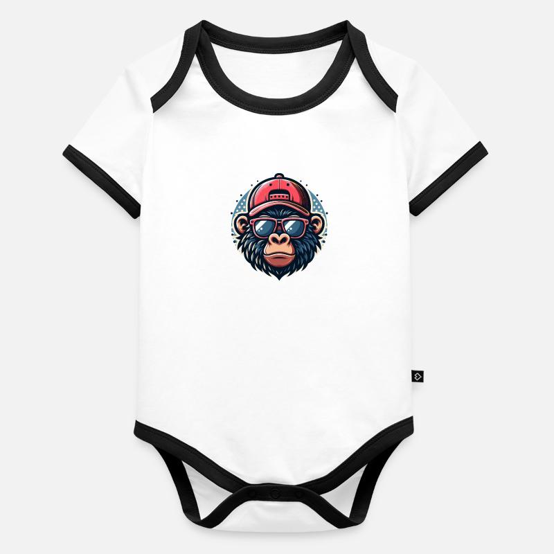 Gorilla with Basecap and Sunglasses Baby Bio-Kurzarm-Kontrastbody