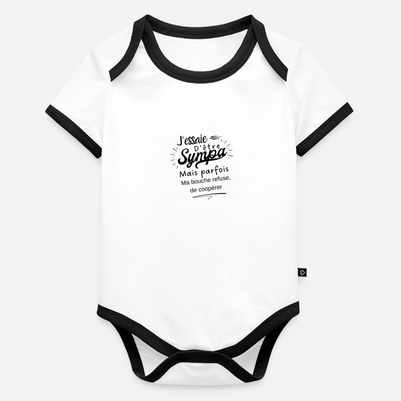sympa mais ma bouche refuse de coopérer Body Bébé bio contrasté manches courtes