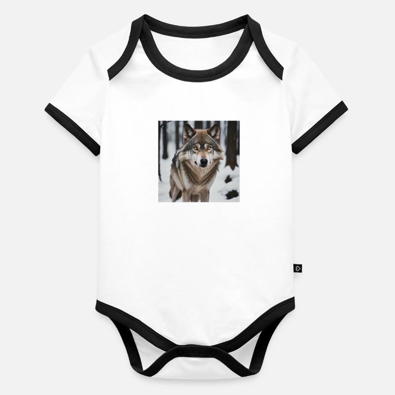 Loup Body Bébé bio contrasté manches courtes