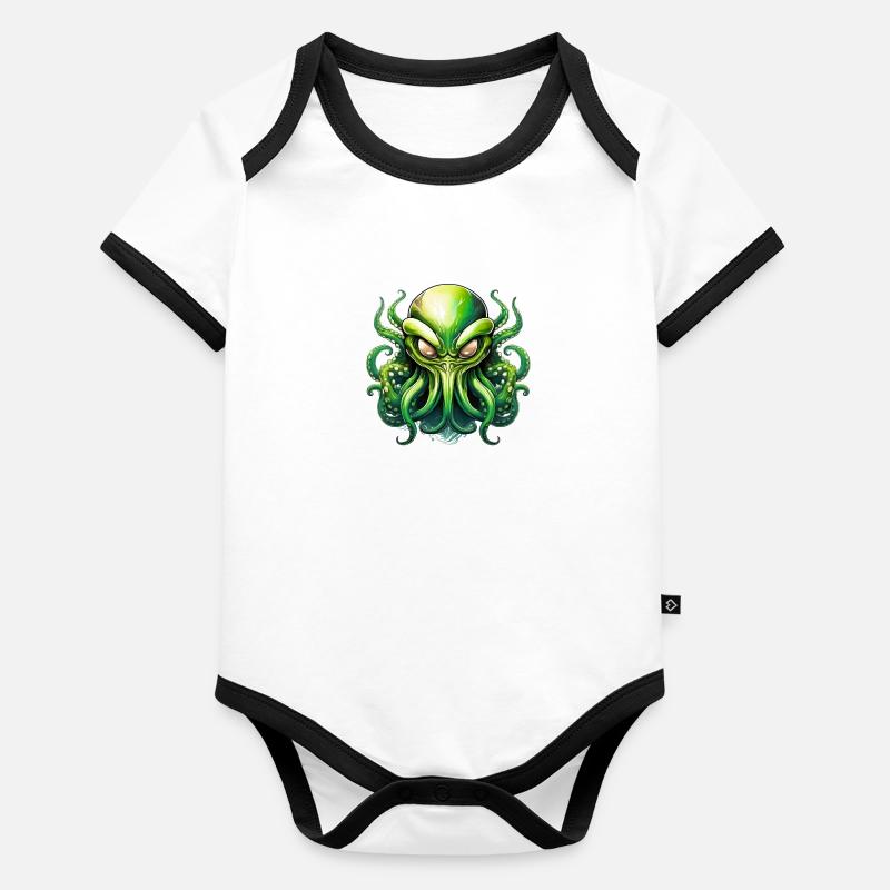 Sauvage en colère logoseffrayant effrayant extraterrestre Body Bébé bio contrasté manches courtes