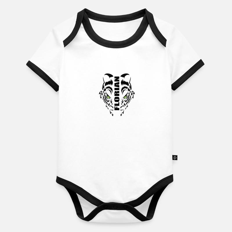 Raubkatze Florian Baby Bio-Kurzarm-Kontrastbody