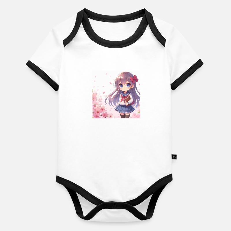 Mangas japonais animés Body Bébé bio contrasté manches courtes