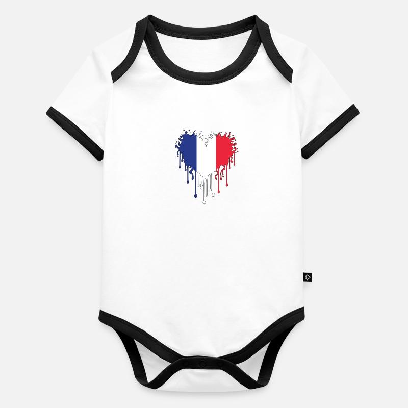 Drapeau français - bleu blanc rouge Body Bébé bio contrasté manches courtes