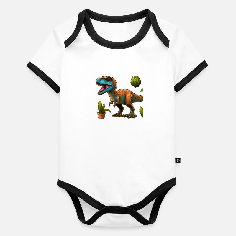 Dinosaure - Mammifère Géant Body Bébé bio contrasté manches courtes