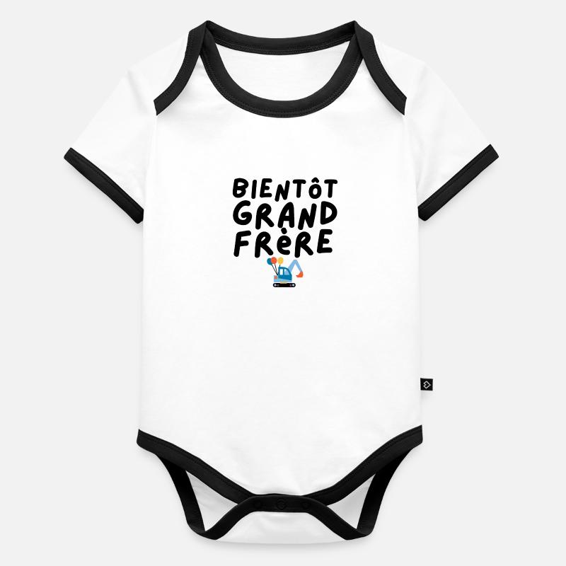 bientot grand frere Body Bébé bio contrasté manches courtes
