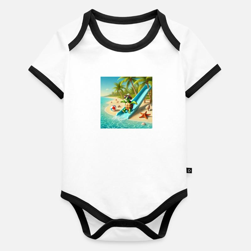 Glisser Body Bébé bio contrasté manches courtes