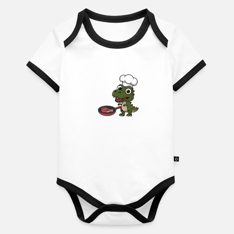 T-Rex Dinosaur Kids Tshirt Organic Baby Contrasting Bodysuit