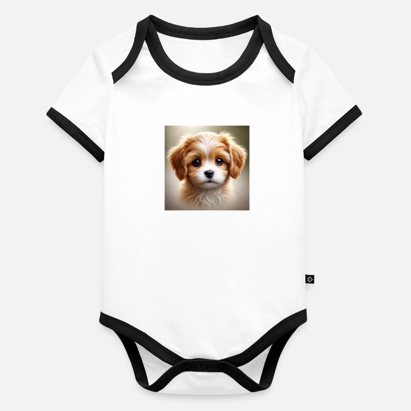 Cute Little Puppy Organic Baby Contrasting Bodysuit