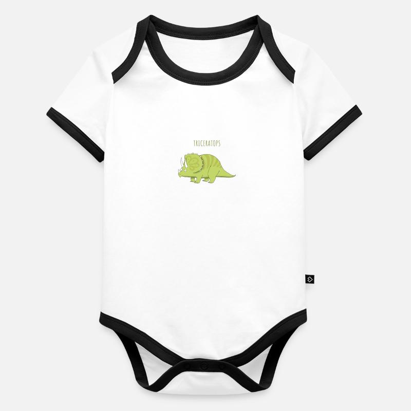 Lustige Illustration eines TRICERATOPS Baby Bio-Kurzarm-Kontrastbody