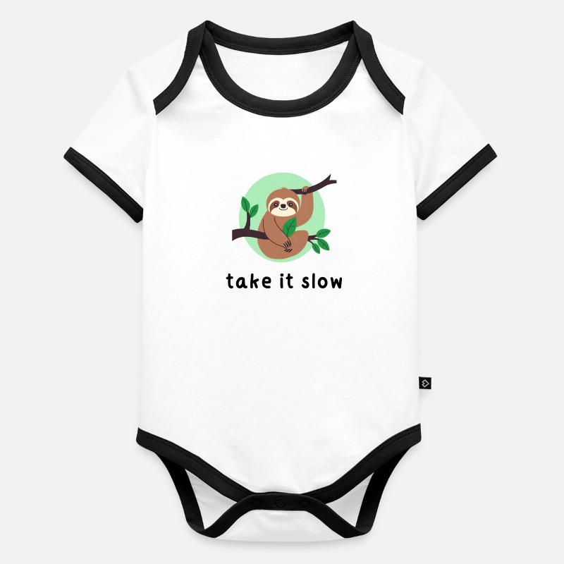 Gehen Sie es langsam an Baby Bio-Kurzarm-Kontrastbody
