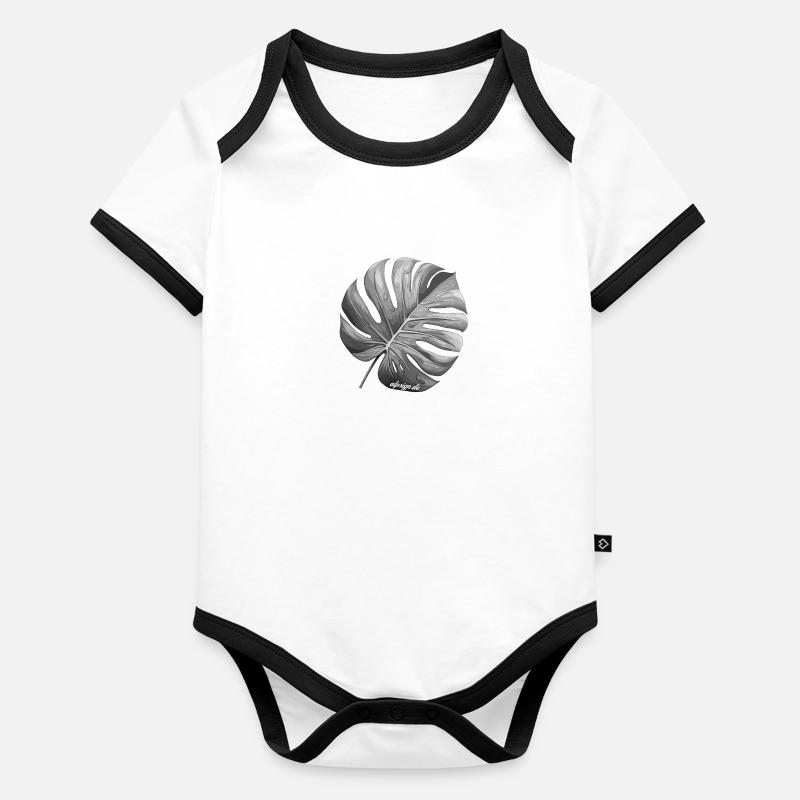 Monstera leaf window leaf design AlpSign.de Organic Baby Contrasting Bodysuit