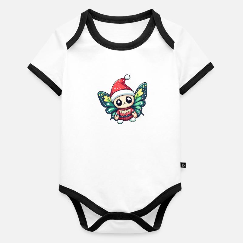 Bande dessinée de Noël papillon Body Bébé bio contrasté manches courtes