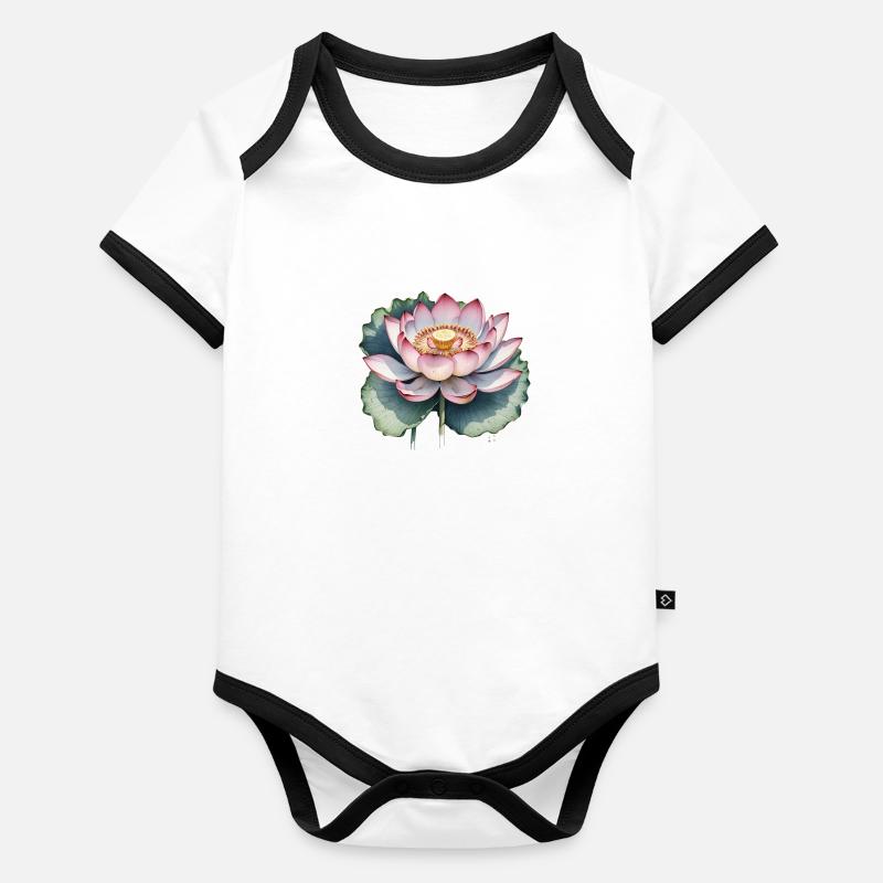 Flower Power Body Bébé bio contrasté manches courtes