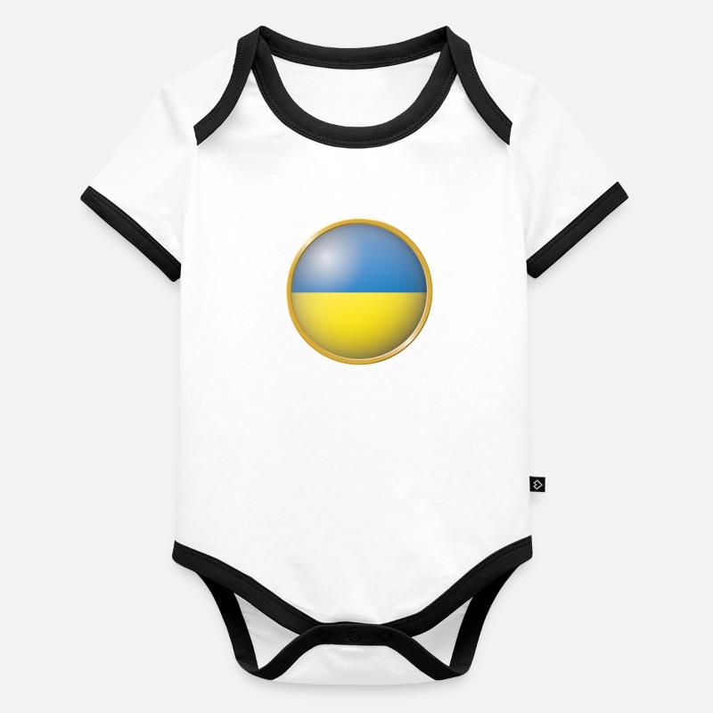 Ukraine Emblem Baby Bio-Kurzarm-Kontrastbody