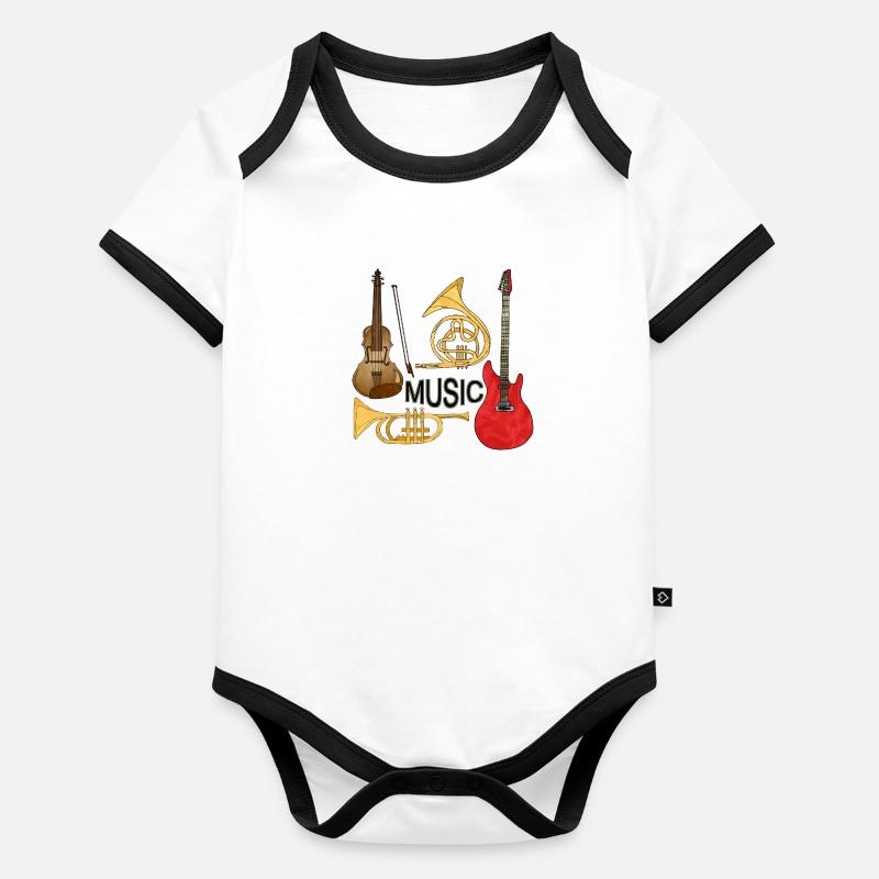 Instruments de musique Body Bébé bio contrasté manches courtes