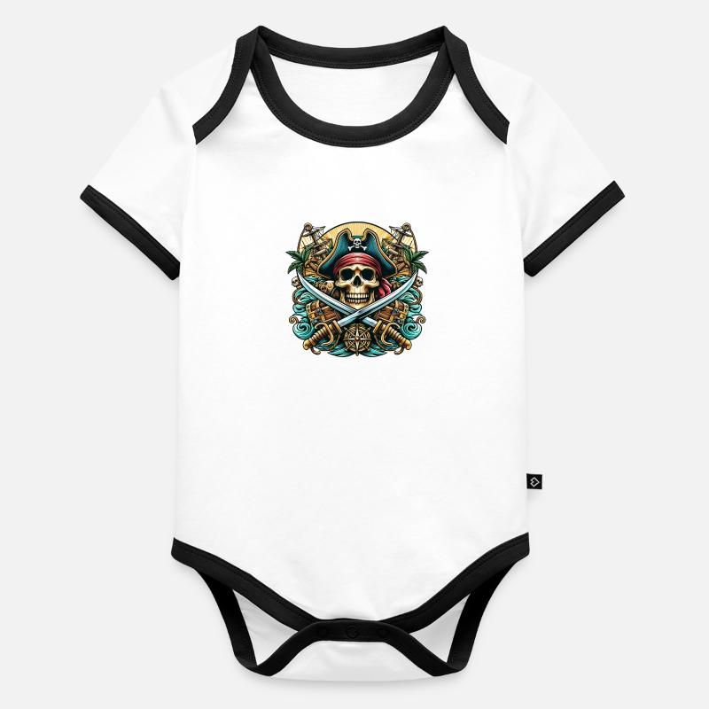Pirate Logo Body Bébé bio contrasté manches courtes