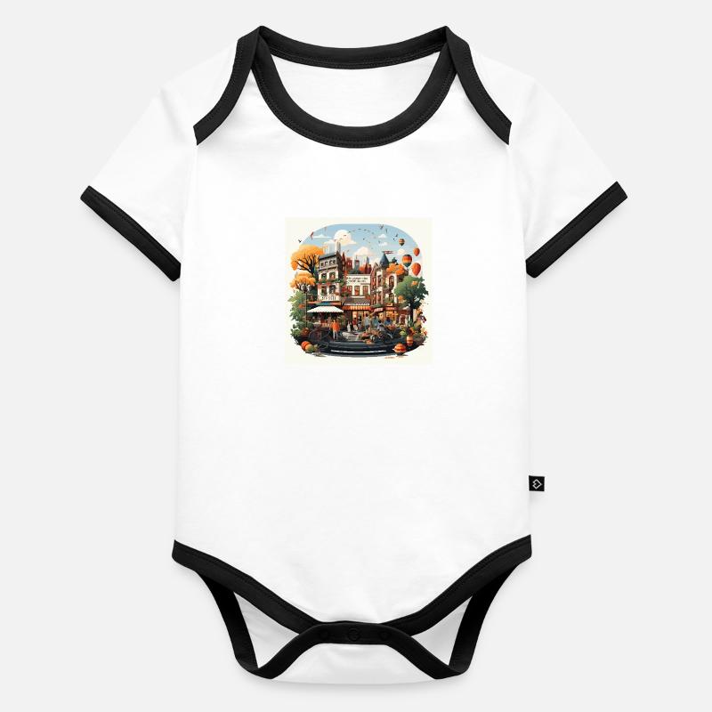 Ambiance du marché Body Bébé bio contrasté manches courtes