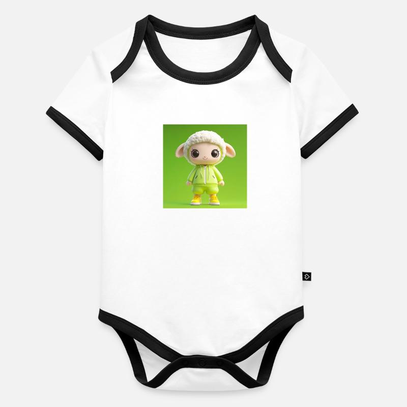 Personnage 3d - Mouton mignon Body Bébé bio contrasté manches courtes