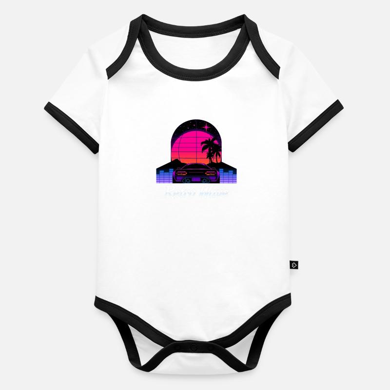 “Retro Wave” Synthwave desing Body Bébé bio contrasté manches courtes