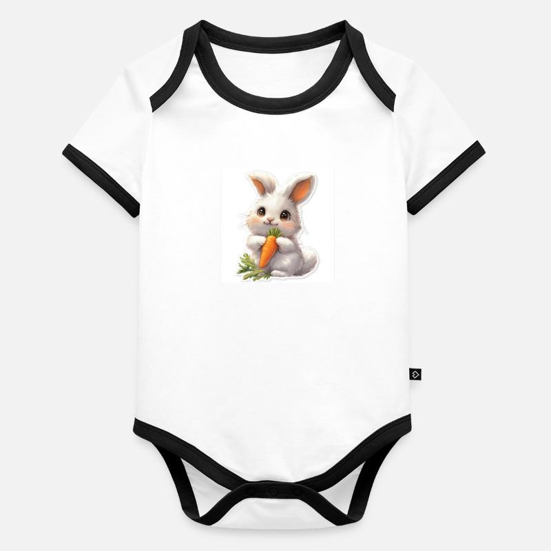 Cute white rabbit Organic Baby Contrasting Bodysuit
