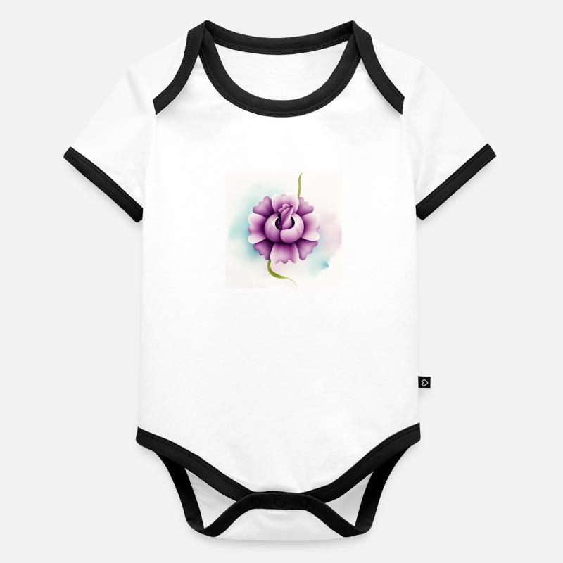 Fleur Body Bébé bio contrasté manches courtes