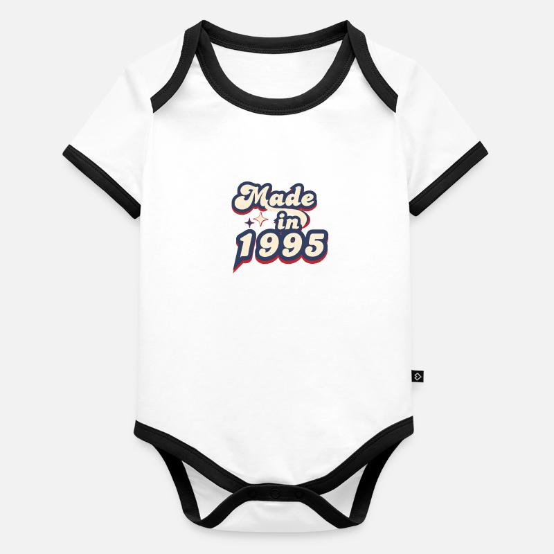 Made in 1995 retro Body Bébé bio contrasté manches courtes