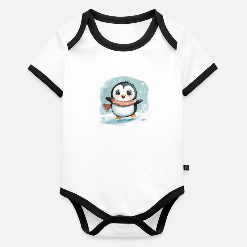 Pingouin Body Bébé bio contrasté manches courtes