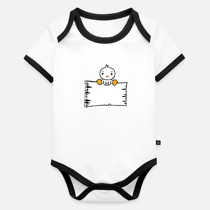 oiseau assis sur panneau en bois texte panneau cadre mignon Body Bébé bio contrasté manches courtes