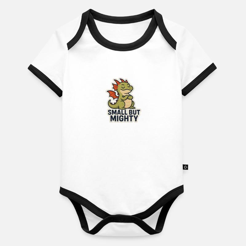 Small but Mighty - small dragon, big power Organic Baby Contrasting Bodysuit