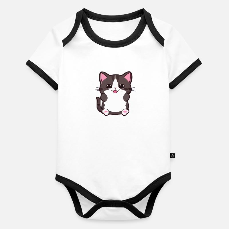 Bande dessinée Chat Body Bébé bio contrasté manches courtes