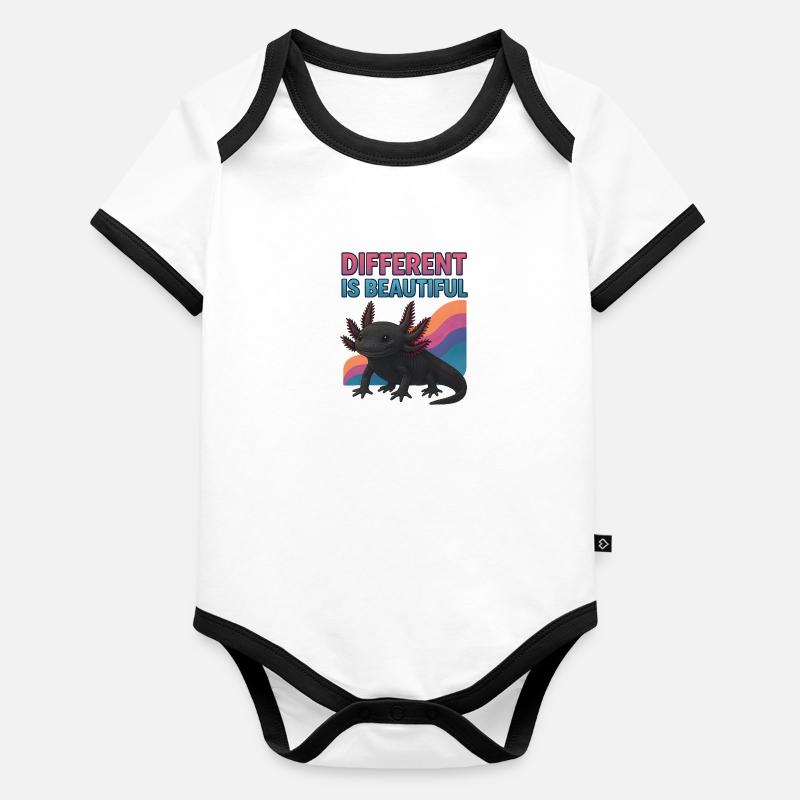 Cute Axolotl Botschaft - Different is Beautiful Baby Bio-Kurzarm-Kontrastbody