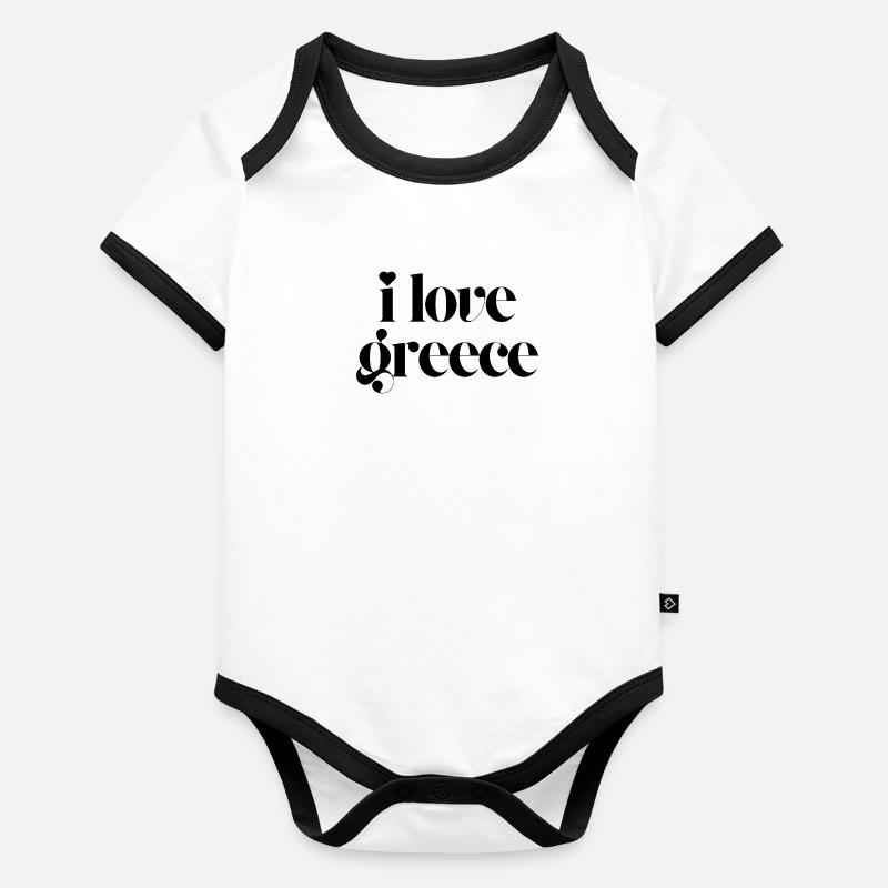 i love greece Organic Baby Contrasting Bodysuit