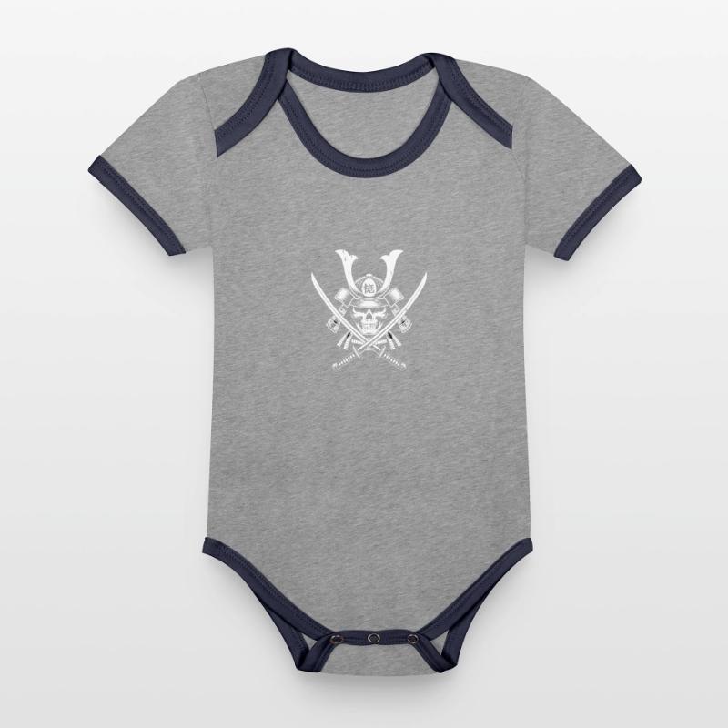 Japanese Samurai Warrior Organic Baby Contrasting Bodysuit