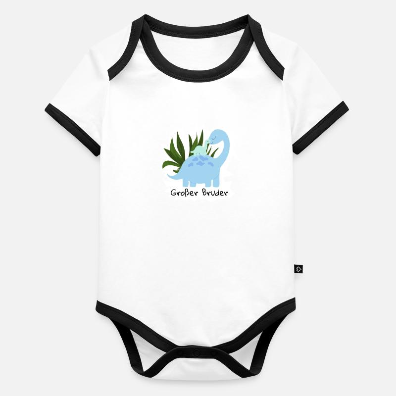 Grosser Bruder Dinosaurier Baby Bio-Kurzarm-Kontrastbody